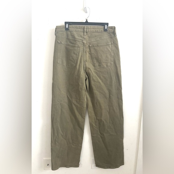 OLD NAVY JEANS EXTRA HIGH-RISE SKY-HI WIDE LEG SECRET SMOOTH POCKETS GREEN SZ 2T - Picture 2 of 5